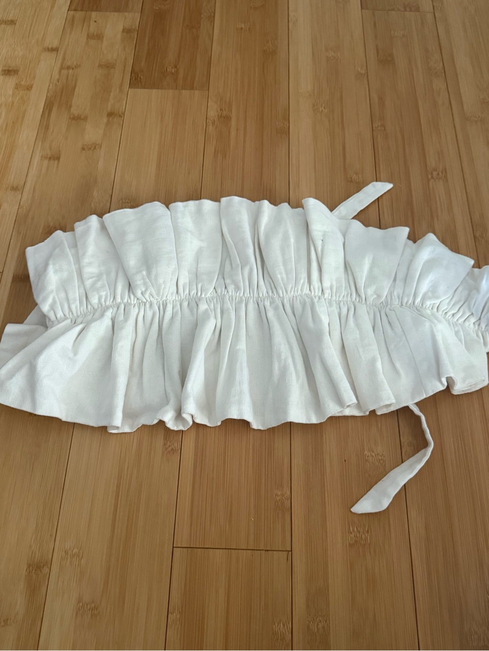 Selfie Leslie White Ruffled Tie-Waist Mini Skirt
